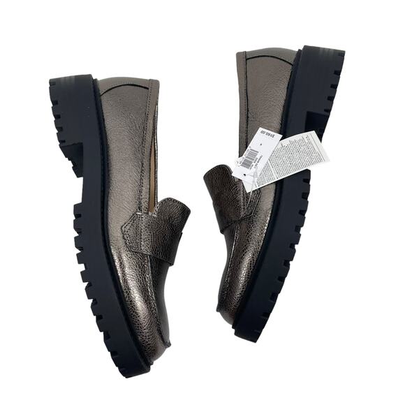 Banana Republic Lug Sole Metallic Loafers Pewter Brown Size 6 - Picture 6 of 11